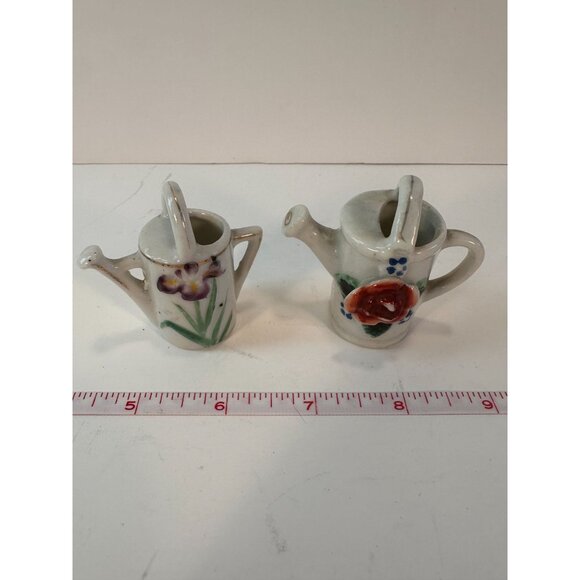 Set of 2 Miniature Japanese Porcelain watering cans from "Occupied Japan" era (1 - Picture 2 of 5